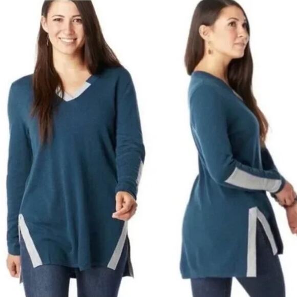 Smartwool Shadow Pine Tunic Sweater in Deep Marlin Heather Merino Wool Size L - Picture 2 of 14